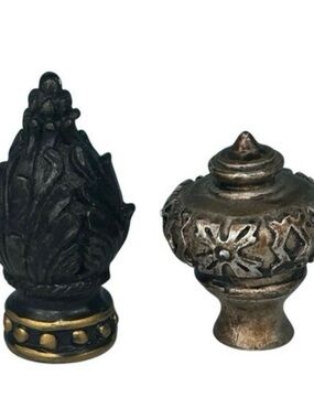 Lot of 2 Vintage Lamp
Finials Mid-century Brown Gold Detailed Decorative VG Cond